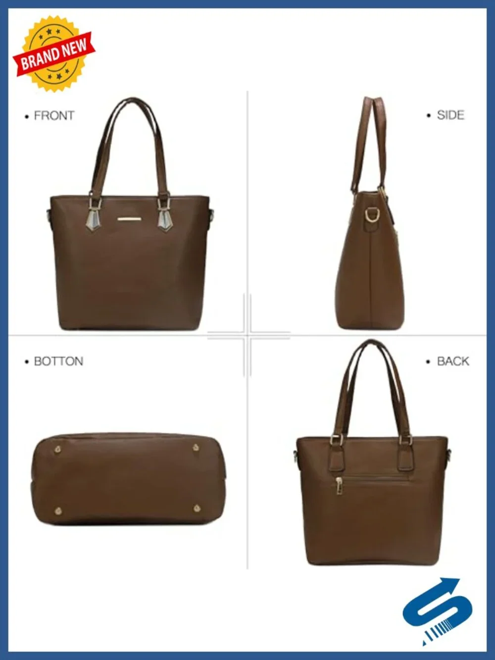Faux Leather 6-Piece Purse Set Satchel Shoulder Bag Tote Top Handle Bag Set